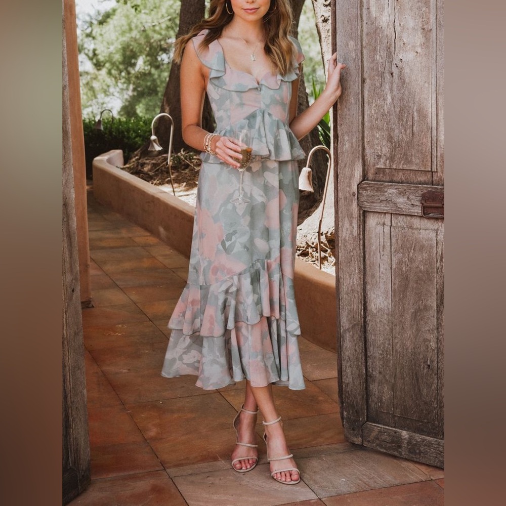 Show Me Your Mumu Reese Ruffle Dress ~ Sage I Do Floral